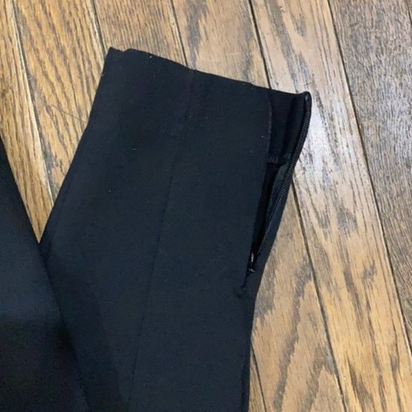 H&m Black Fitted Dress Pants with faux leather Trim & ankle zippers Size…​​​​ - Picture 9 of 12